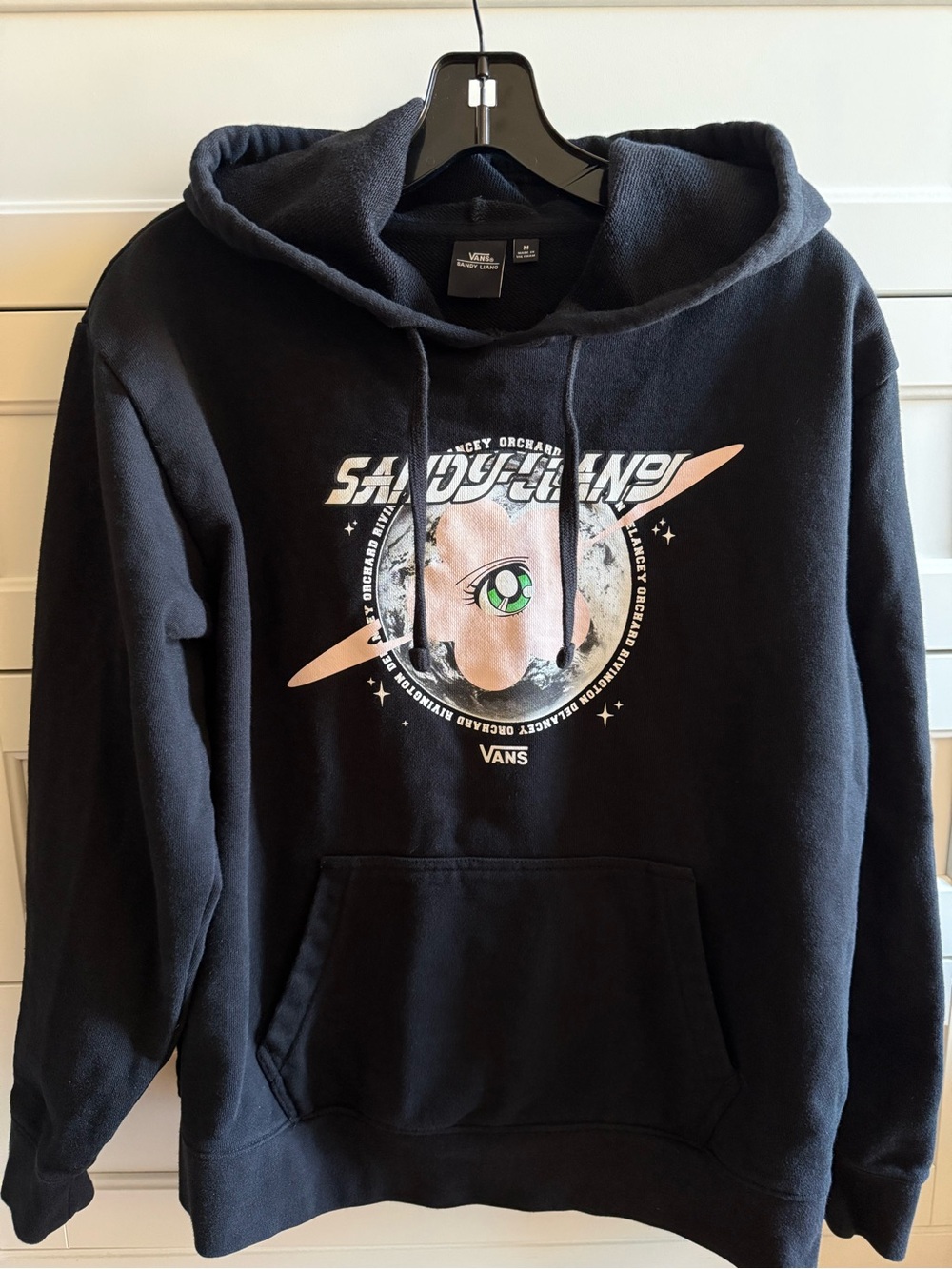 VANS x Sandy Liang Black Graphic Print Hoodie Sweatshirt Size Medium